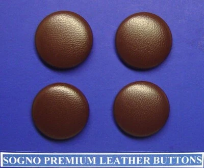 4 MADE IN USA 1 INCH MEDIUM BROWN GENUINE LEATHER BUTTONS FOR JACKETS AND COATS - Image 1 of 4