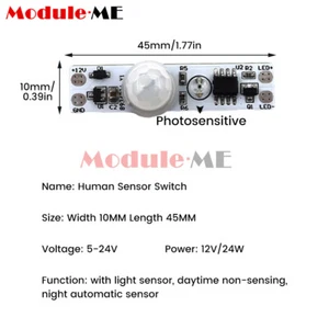 DC5-24V Infrared Human Body Motion Detection Sensor Switch Module for LED Lamp - Picture 1 of 11