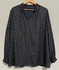 Blusa Top Lane Bryant Para Mujer Talla 20 Negra y Dorada Vacaciones Divertida Volantes Transparente - Imagen 1 de 10