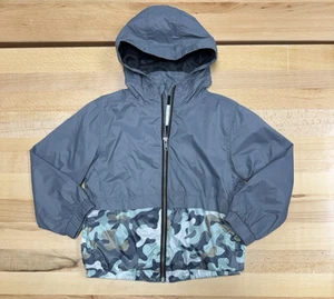 Gymboree Boy's Full Zip Hooded Windbreaker Jacket XS/4 Rain Jacket Gray/Camo - Picture 1 of 8