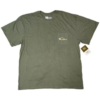 Drake Clothing Hombres 2X Camiseta Verde Oliva Bolsillo Pato Caza Gráfico Camiseta (CA) Foto 1 de 4