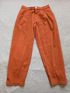 Big Bud Press Trousers Large Rust Cotton Pleated Elastic Waist Made USA - Picture 1 of 12