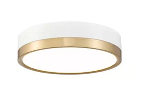 Algar 12" LED Flush Mount Matte White/Gold Modern Frosted Acrylic Shade Ceiling - Picture 1 of 7