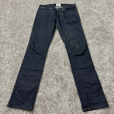 Acne Studios Jeans Men’s 33x34 Max Raw Blue Denim Slim Straight Indigo Cotton - Image 1 of 4