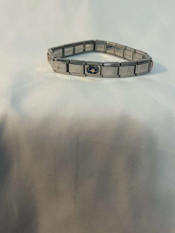 Pulsera de eslabones Zoppini italiana con 3 dijes de acero inoxidable Foto 1 de 4