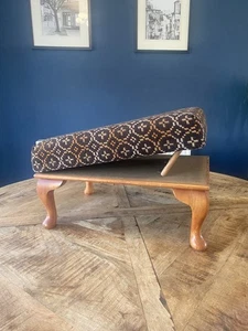 60’s Vintage Welsh Tapestry Adjustable Wooden Footstool With Cabriole Legs - VGC - Picture 1 of 18