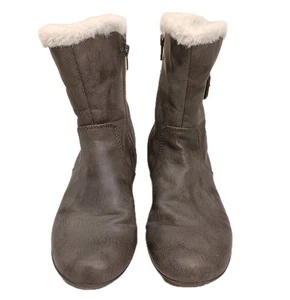 CLIFFS by White Mountain taupe LEDER Winterstiefel KUNSTFELL Reißverschluss SCHNALLE Gr. 6,5 - Bild 1 von 15