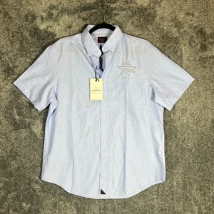 Untuckit Shirt Mens MEdium Blue Short Sleeve Hillstowe Button Up Wrinkle Free - Picture 1 of 10