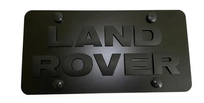 3D Land Rover Emblem Stainless Steel Front Black License Plate Frame W/ Caps - Image 1 of 4