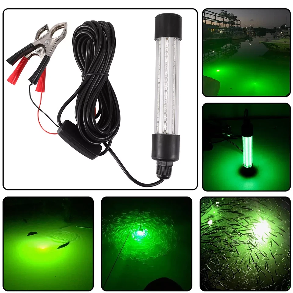 12V LED 120000Lumens VERDE SUMERGIBLE BAJO EL AGUA IMPERMEABLE LUZ DE PESCA NOCTURNA Foto 1 de 4