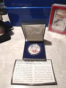 1999 Colorized American Eagle Silver Dollar, In Presentation case with COA - Picture 1 of 5