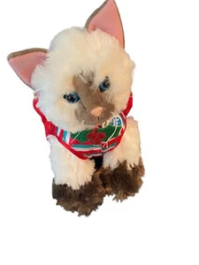 Build A Bear Promise Pets braun gestreiftes Kätzchen Katze trägt Weihnachtskleid rot - Bild 1 von 13