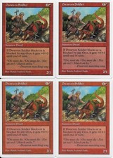 MTG: DWARVEN SOLDIER 5th Edition COMMON; played, Excellent condition x4