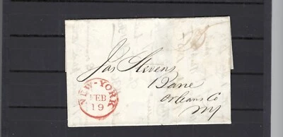 USA-STAMPLESS-1836-FOLDED-MANUSCRIPT 2--CLEAN NEW YORK STRIKE-FINE - Image 1 of 2