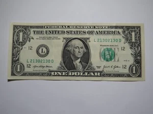 $1 2021 Repeater Serial Number Federal Reserve Currency Bank Note Bill #21302130 - Picture 1 of 2