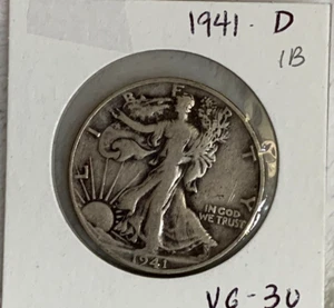 1941  D Walking Liberty Half Dollar 90% Silver 50c United States US Coin 1B READ - Picture 1 of 10
