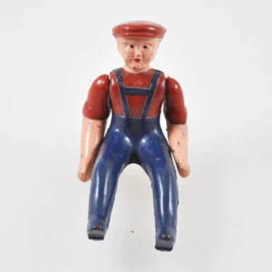 Alter Fahrer Blechspielzeug Original Arme beweglich rot blau Baustelle Bauer  - Bild 1 von 5