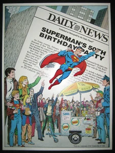 SUPERMAN 50th BIRTHDAY Party Poster from 1988 - Picture 1 of 4