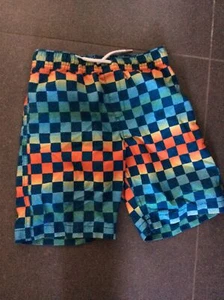 Lands End Kids Blue Red Squares  Bathing Suit Size Small 8T - Picture 1 of 7