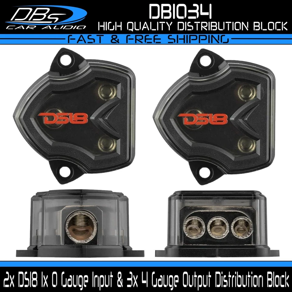 2x DS18 Power Ground Distribution Block 1x 0 Gauge Input & 3x 4 Gauge Output - Image 1 of 4