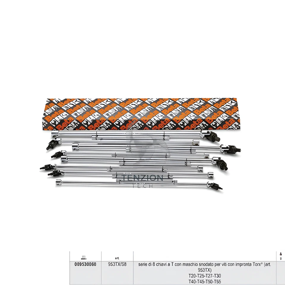 Set 8 Chiavi A T Maschio Torx Snodate T20-T55 - Beta 953TX/S8 - Immagine 1 di 1