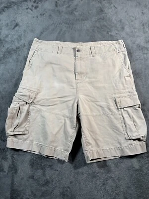VINTAGE Hurley Cargo Shorts 36 Mens Beige 10”Inseam Cotton Baggy Skater Y2K - Image 1 of 4