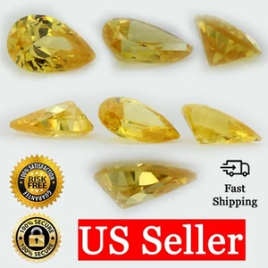 Loose Pear Shape Cut Citrine CZ Stone Single Yellow Cubic Zirconia Birthstone - Picture 1 of 6