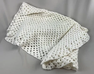 Handmade White Double Crochet Baby Blanket 40 x 40 New  - Picture 1 of 4