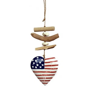Hilo colgante móvil American Heart de madera de 14 pulgadas de largo - Imagen 1 de 1