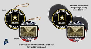 FORT GREELY US ARMY Ornament / Magnets - Military Gift Base Store Veteran Stamp - Picture 1 of 1