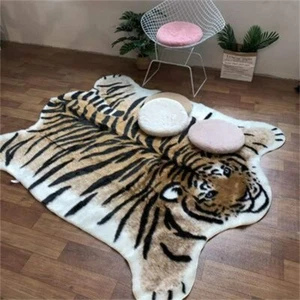 Faux Fur Animal Hide Tiger Print Rugs Cute Floor Carpet Mat Area Rug 90*110CM