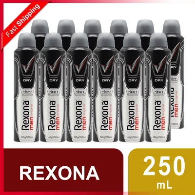 12 x REXONA DEODORANT MEN ORIGINAL DRY ANTIPERSPIRANT AEROSOL SPRAY 145g/250mL - image 1 of 4