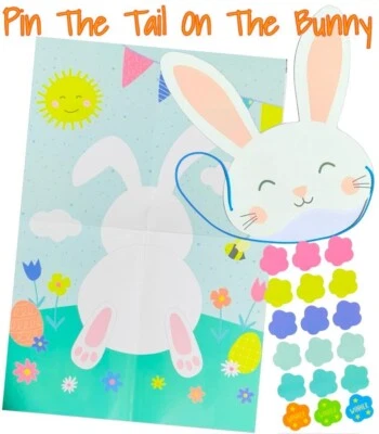FM Pin The Tail On The Bunny Rabbit Easter Egg Hunt Kids Fun Easter Party Game Gift