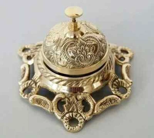 Table Desk Bell Antique Vintage Brass Hotel Service Ornate Reception Counter - Picture 1 of 4