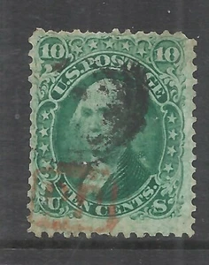 US.S. SCOTT 68 USADO FINO - 1861 10c VERDE WASHINGTON EDICIÓN (o) GATO $55.00 - Imagen 1 de 2