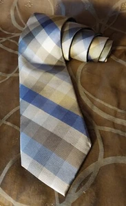 Calvin Klein Neck Tie, Multi-Blue Checkers, 60" Long - Picture 1 of 11