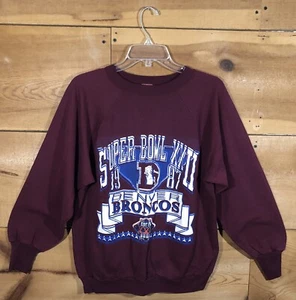Vintage Logo 7 Denver Broncos Super Bowl XXII Crewneck Sweater Size Medium 1987 - Picture 1 of 9