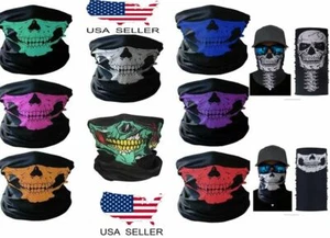 Skull Smiling Tube Bandanna Scarf Neck Gaiter Head Face Mask Multi-use Outdoor - Picture 1 of 16