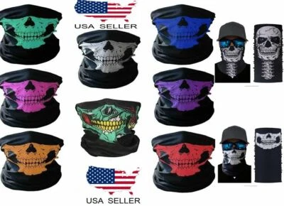 Skull Smiling Tube Bandanna Scarf Neck Gaiter Head Face Mask Multi-use Outdoor  - Image 1 of 4