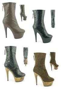 DAMAS MUJERES NUEVAS BOTAS DE TACÓN ALTO AL TOBILLO MEDIA PANTORRILLA PLATAFORMA CREMALLERA BOTINES ZAPATOS TALLA - Imagen 1 de 14