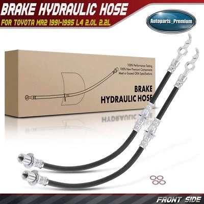 2x Front Left & Right Brake Hydraulic Hose for Toyota MR2 1991-1995 L4 2.0L 2.2L - Imagem 1 de 4