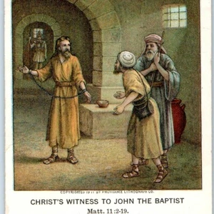 1912 Mateo 11:2-19 Berean Lección Imágenes Tarjeta Comercial Lección Bíblica Cristiana C25 - Imagen 1 de 3