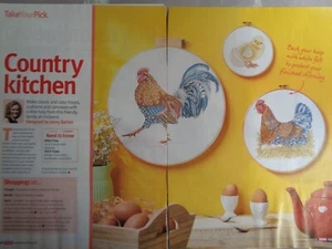 Country kitchen set of chicken, cockerel & chick cross stitch chart - Picture 1 of 1