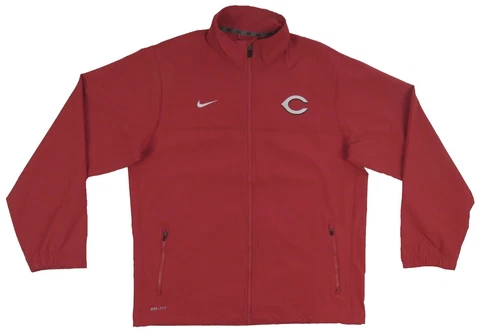 NWOT Cincinnati Reds Nike Dri Fit MLB Baseball Red Mens Full Zip Jacket L Cover