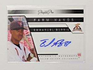 2006 TRISTAR PROSPECTS PLUS BASEBALL FARM HANDS EMMANUEL BURRIS AUTO C7
