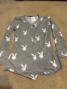 NEW Playboy x Yandy Collab Lounge Club Bunny Head Logo Gray Romper Size 1X/2X - Picture 1 of 7