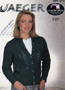 ~ Jaeger Knitting Pattern For Lady's Pretty Cable & Lace Cardigan ~ 32" ~ 40" - Picture 1 of 1