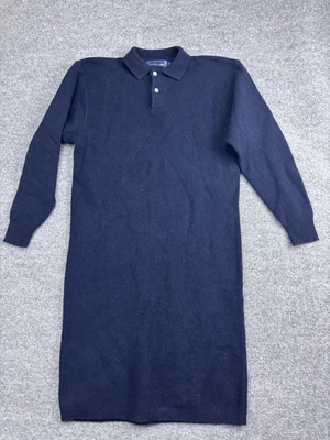 Vestido Suéter Ralph Lauren Para Mujer Grande Azul Marino Lana de Cordero Cuello Polo Manga Larga Foto 1 de 4