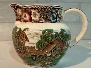 Rural England Midwinter Cottagecore Pitcher Creamer Ironstone Country Brown 3” - Picture 1 of 15