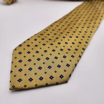 Corporate Image Tom James Repp Tie Yellow  Geometric 3.75 x 57.5 Made In USA Sil - Imagem 1 de 4